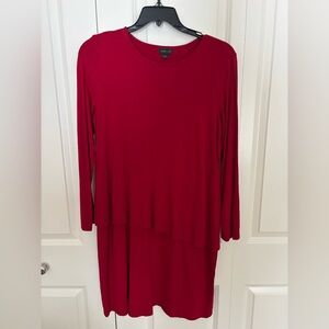 J. Jill Women Wearever Collection Red Tiered Long Sleeve Dress Size M. Business